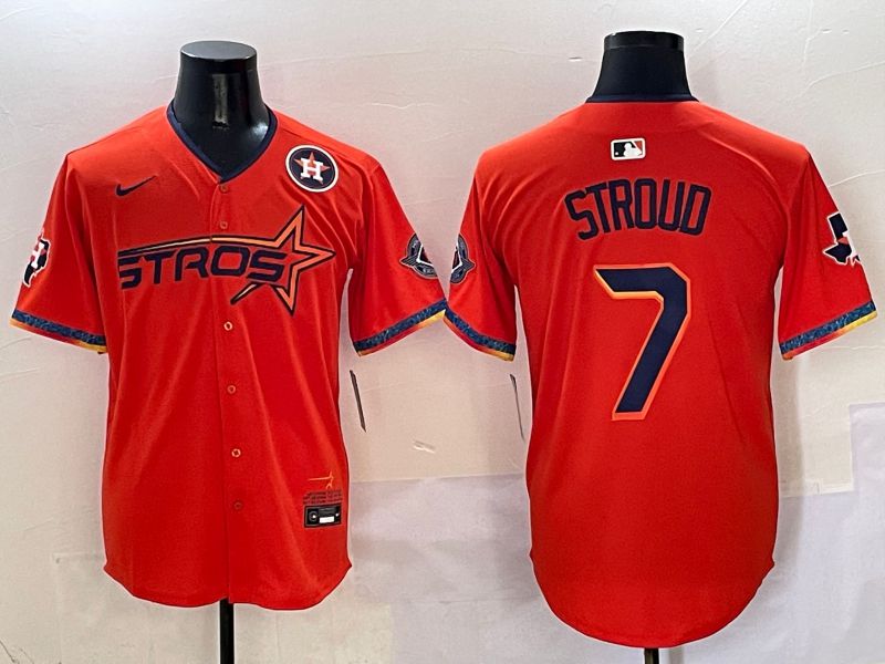 Men Houston Astros #7 Stroud Orange Five generation Joint Name Nike 2025 MLB Jersey style 6